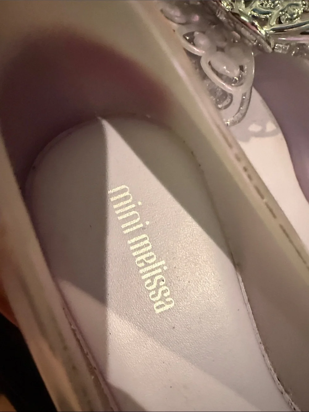 Mini Melissa Pearl Purple Ballet Flats with Decorative Butterfly Accent
